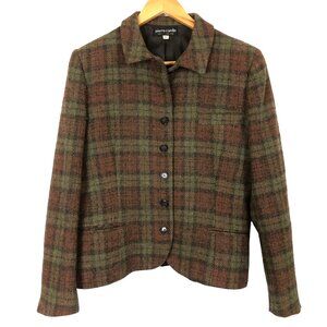 Vtg 80s Pierre Cardin Women's Wool Blazer Suit Jacket Plaid Sz 12 Button Front